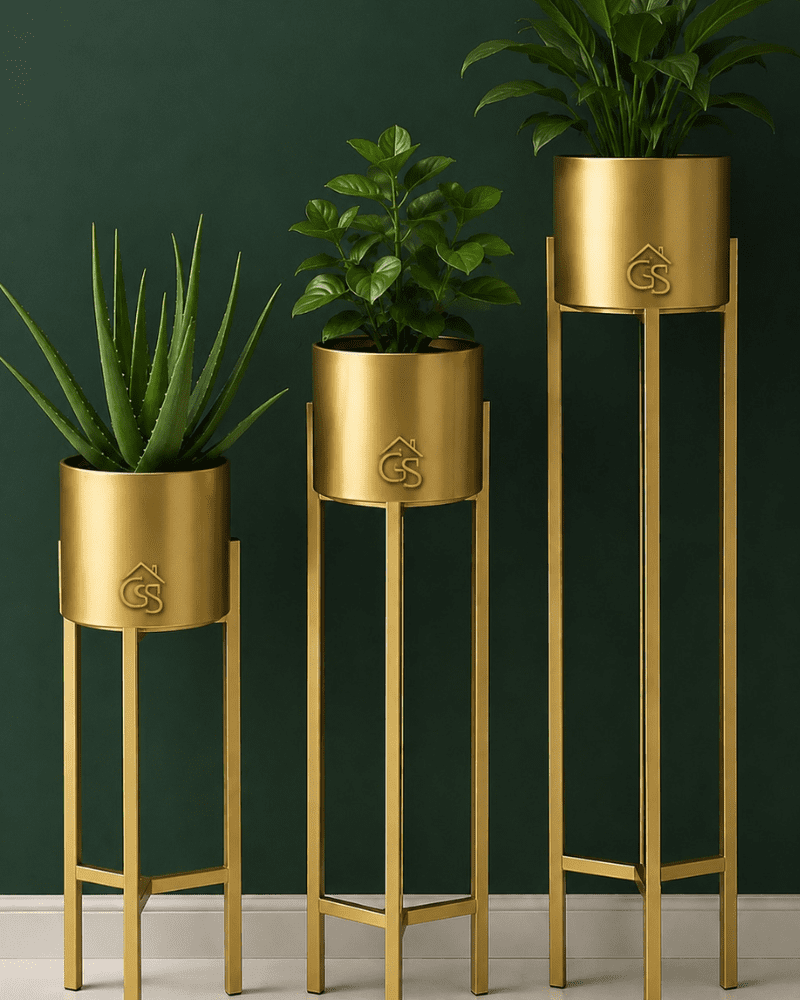Untitled design (7) Modern Golden Plant Stand - Image 1